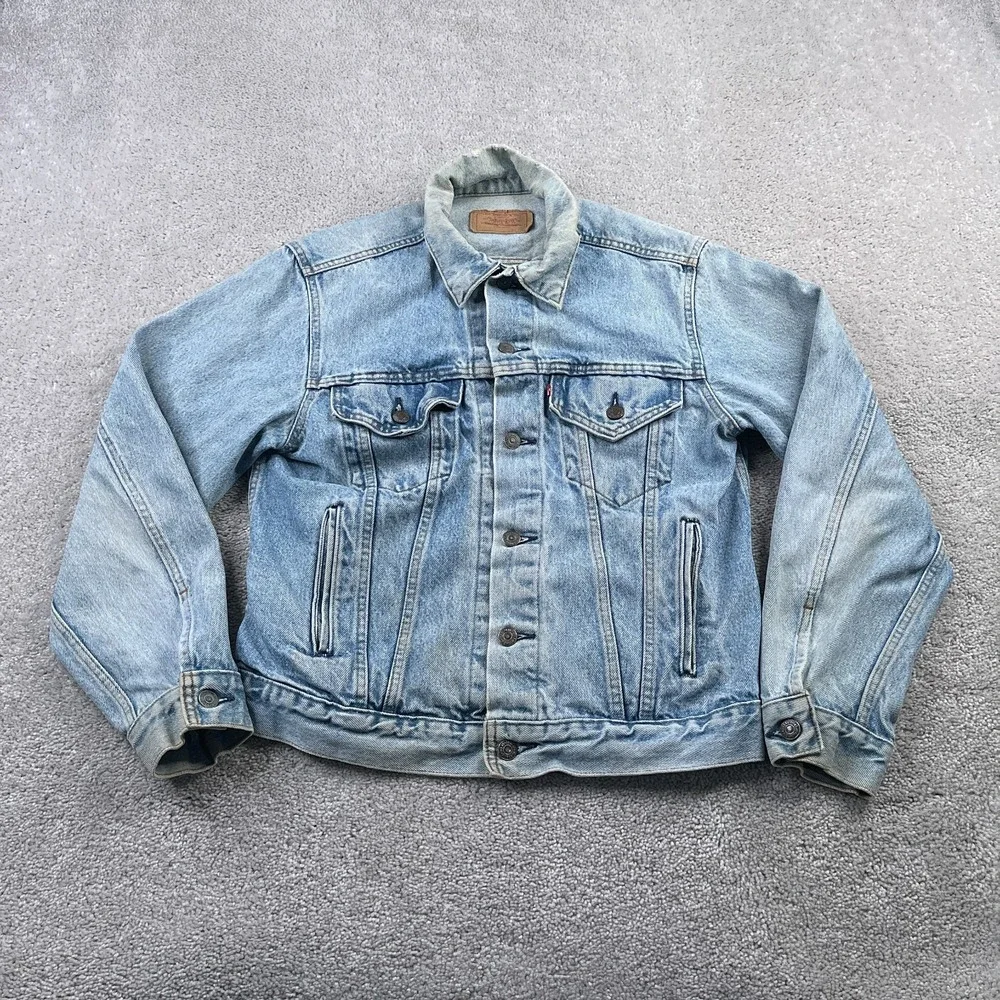 Vintage Levis Denim Jacket Mens 40R Blue Trucker Biker‎ Harley Made in USA 70506